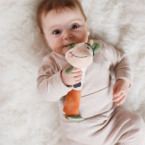 Babyono Cow Bingo Squeaker Toy with Teether 6m+