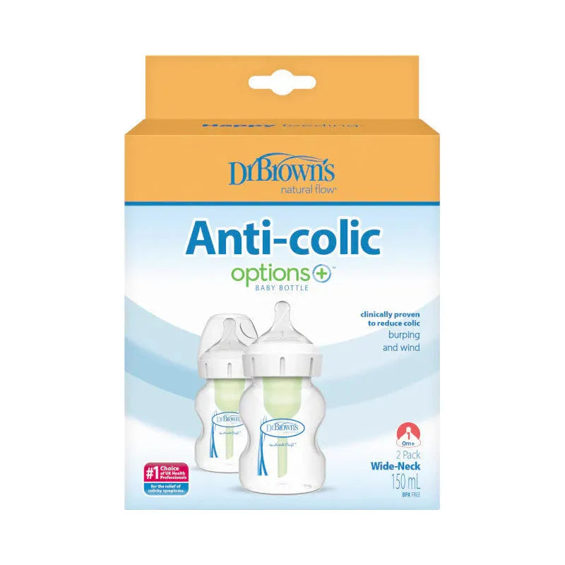 Dr. Brown’s Natural Flow Options+ Wide-Neck Baby Bottles 150 ml – 2 Pack – 0m+ - Baby Essentials