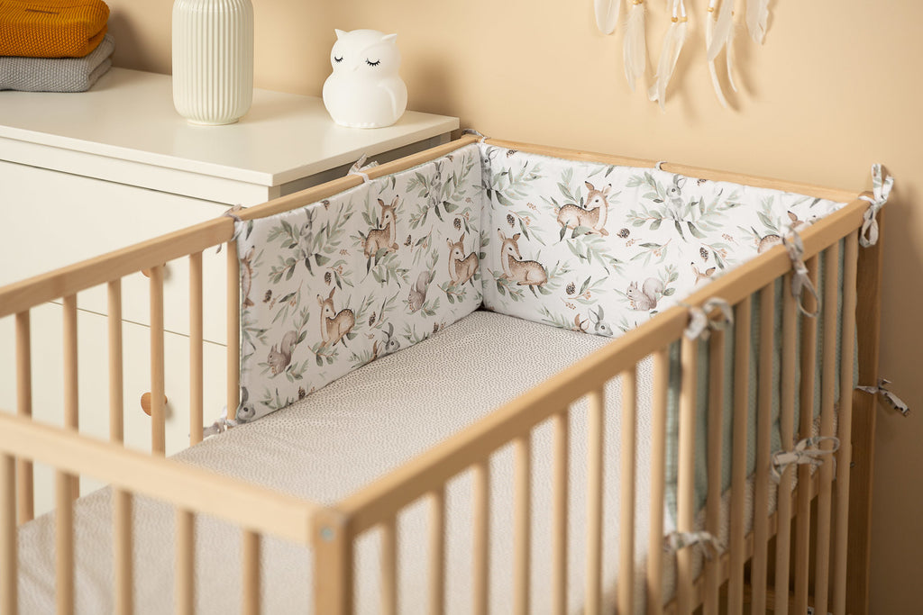Sensillo Cotton Cot Bumper - Mint Deer