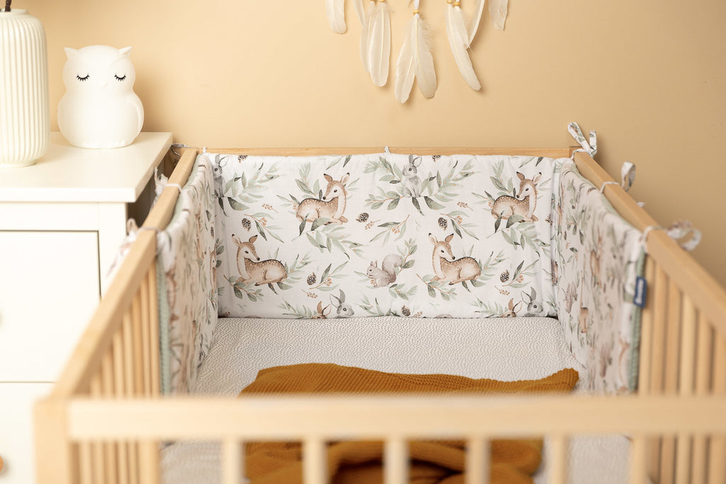 Sensillo Cotton Cot Bumper - Mint Deer