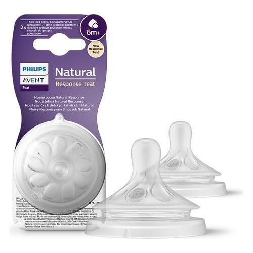 Philips Avent Natural Response Teat Thick Feed 6m+ Flow 6 - 2 pcs
