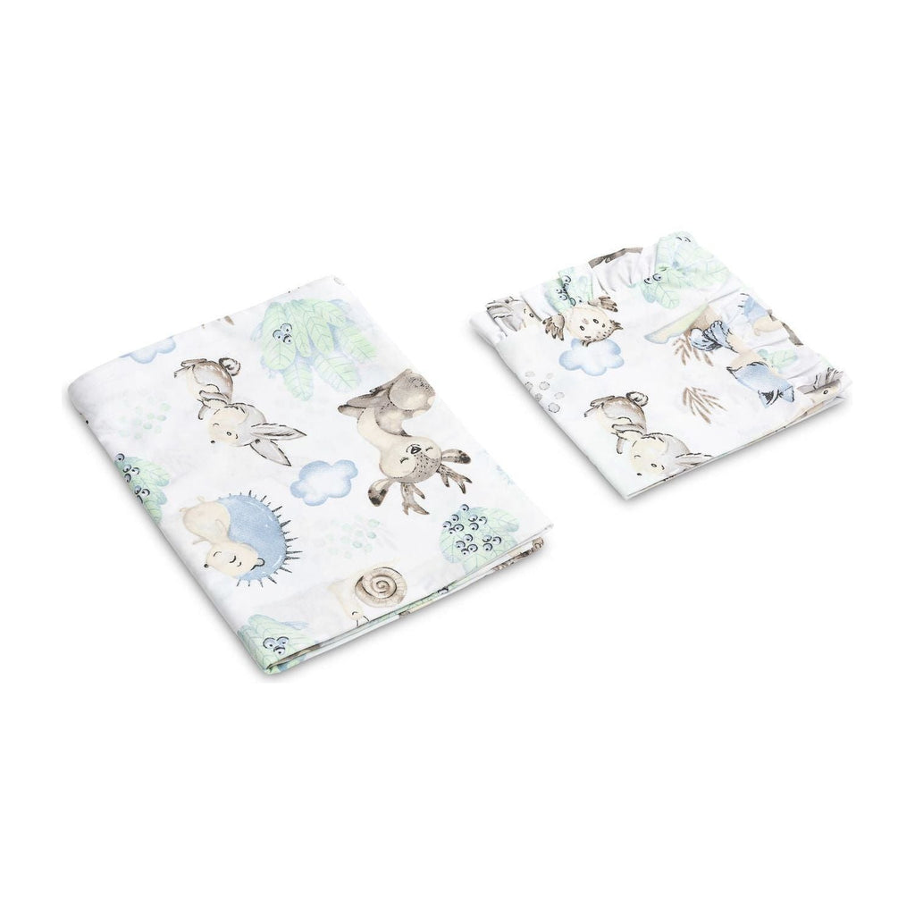 Sensillo Toddler Duvet Cover and Pillowcase Set 140x70 cm - Blue Animals