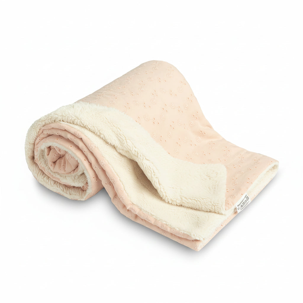 Sensillo Baby Embroidered Blanket -  Peach