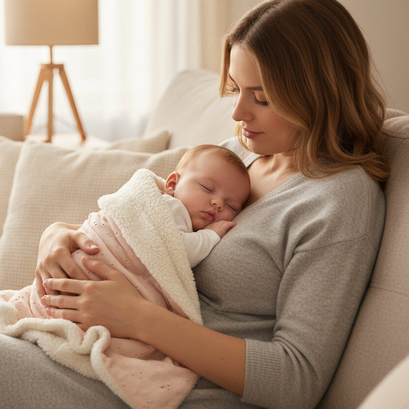 Sensillo Baby Embroidered Blanket -  Peach