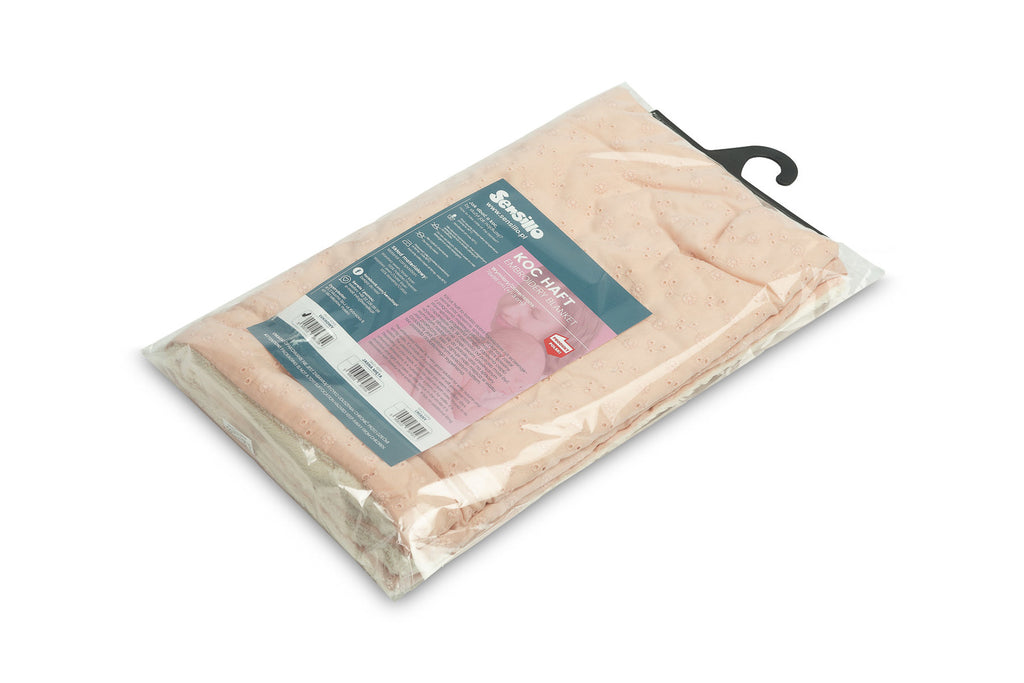 Sensillo Baby Embroidered Blanket -  Peach