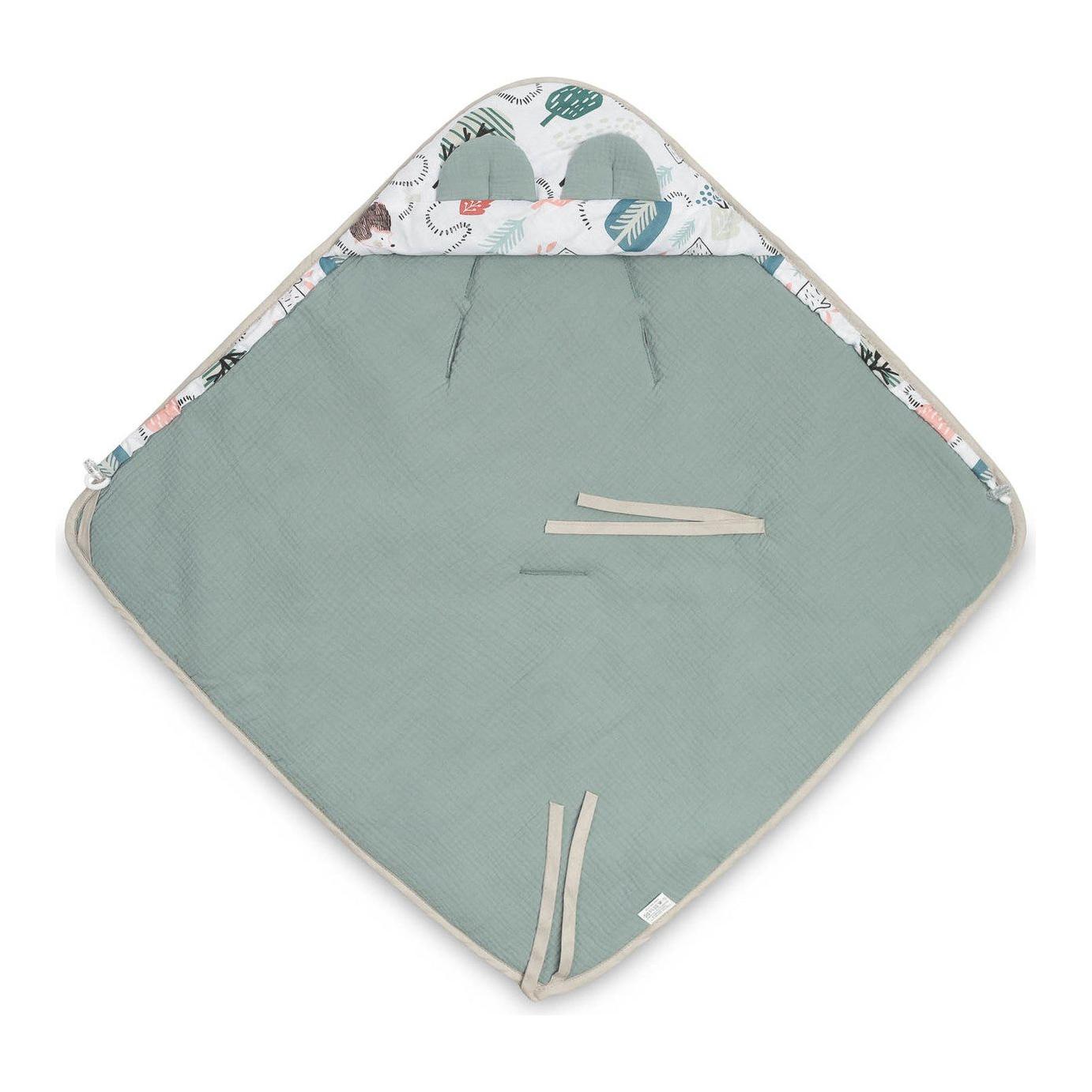 Sensillo Muslin Car Seat Swaddle - Green Hedgehogs