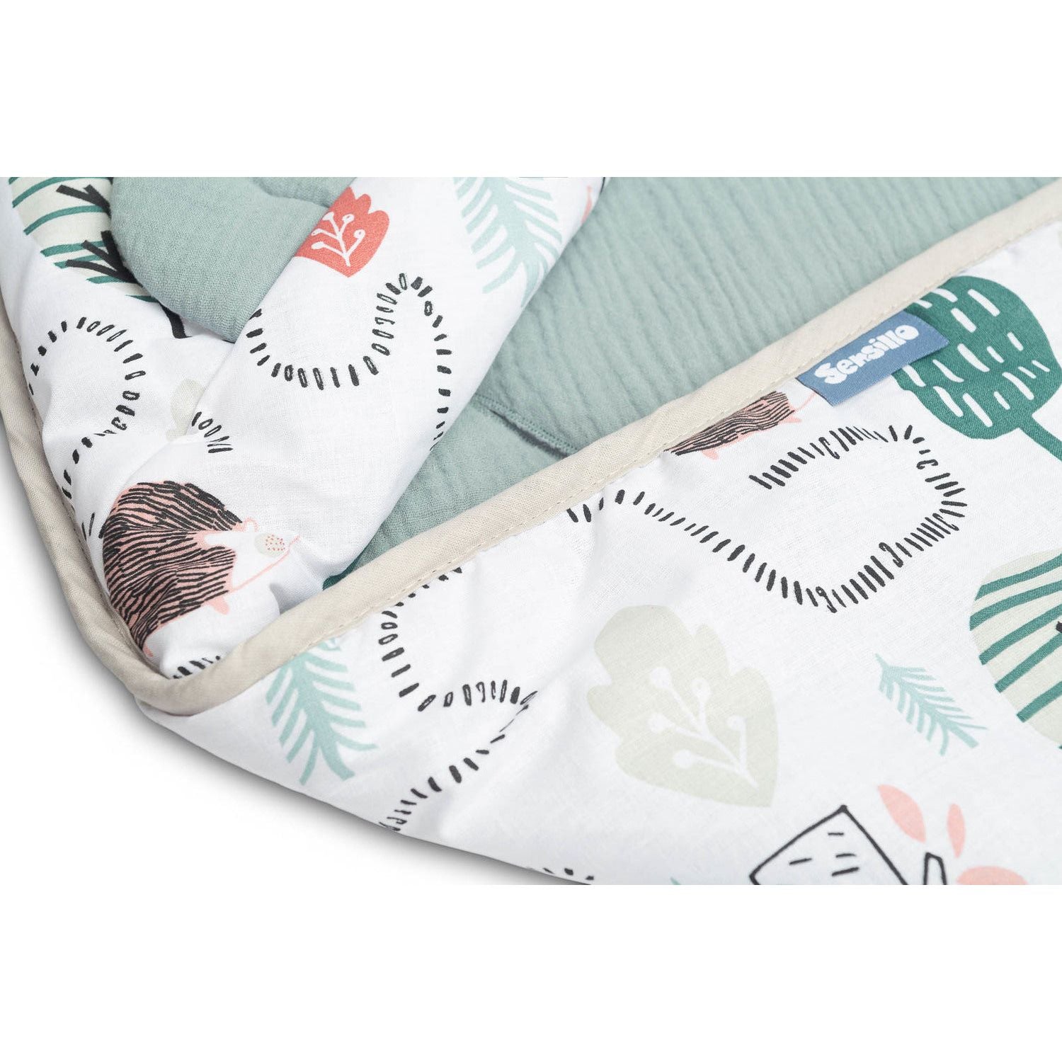 Sensillo Muslin Car Seat Swaddle - Green Hedgehogs