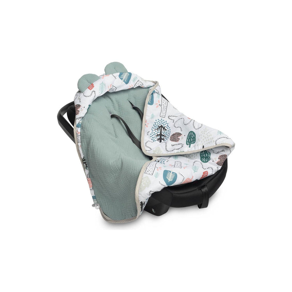 Sensillo Muslin Car Seat Swaddle - Green Hedgehogs