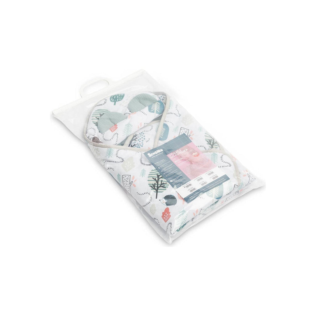 Sensillo Muslin Car Seat Swaddle - Green Hedgehogs