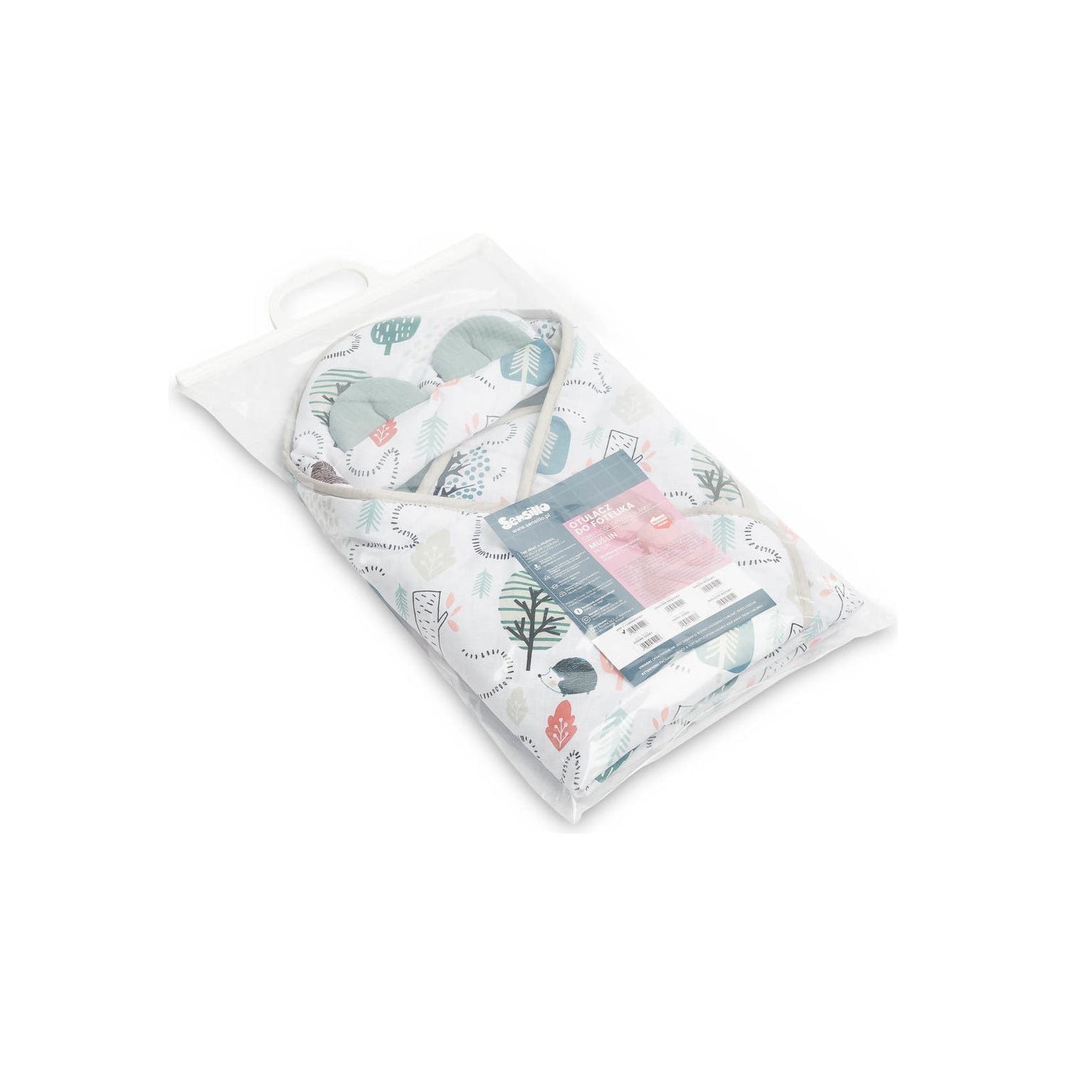 Sensillo Muslin Car Seat Swaddle - Green Hedgehogs