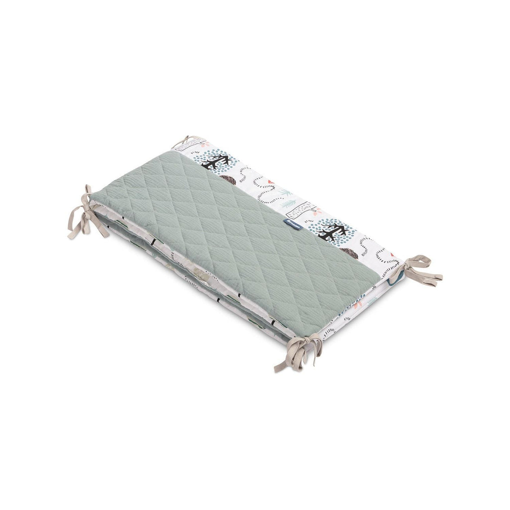 Sensillo Muslin Cot Bumper - Green Hedgehogs - Baby Essentials