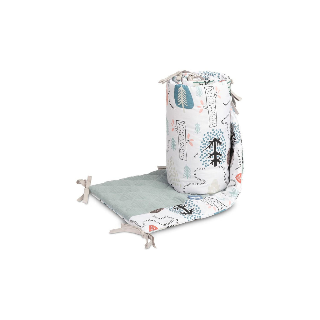 Sensillo Muslin Cot Bumper - Green Hedgehogs - Baby Essentials