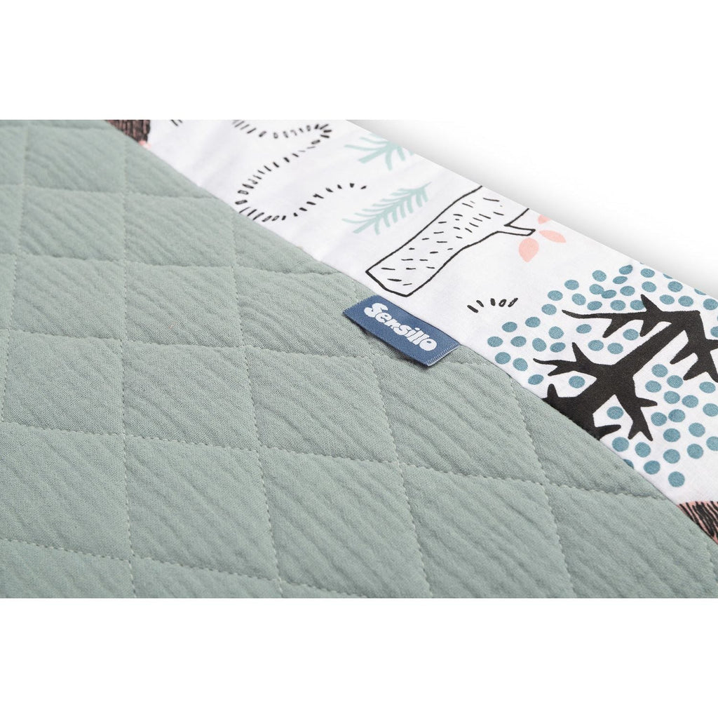 Sensillo Muslin Cot Bumper - Green Hedgehogs - Baby Essentials