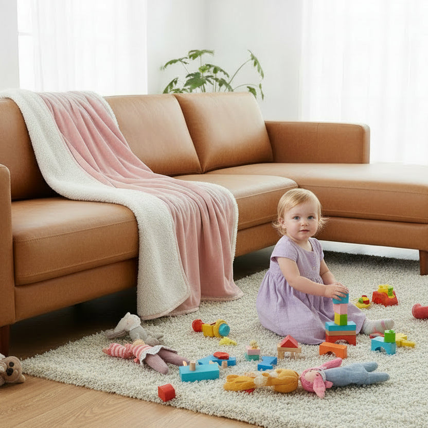 Sensillo Baby Plush Fleece Blanket 100x80 cm -  Pink