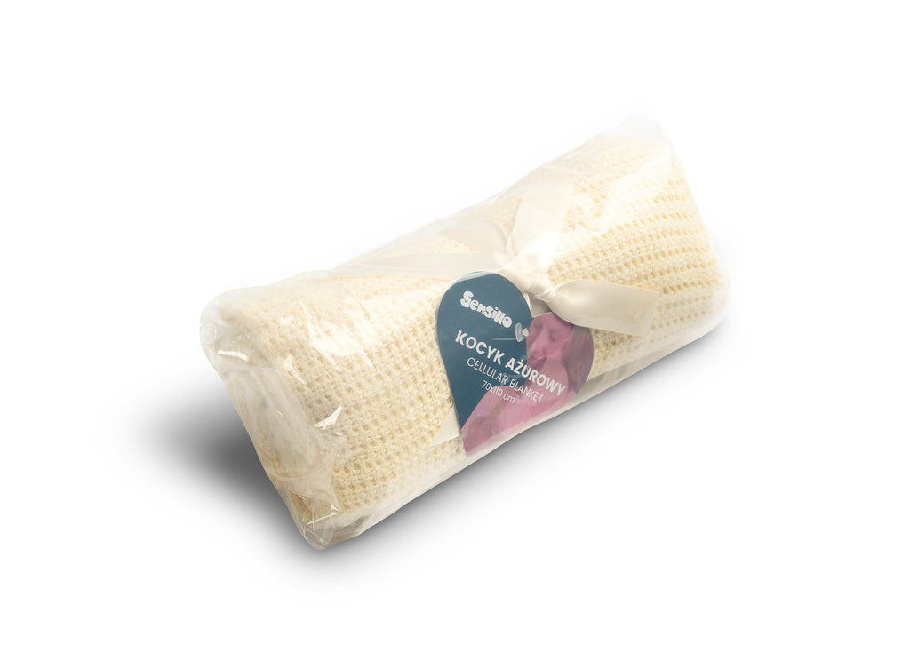 Sensillo Baby Openwork Cellular Blanket 110x70 cm - Cream
