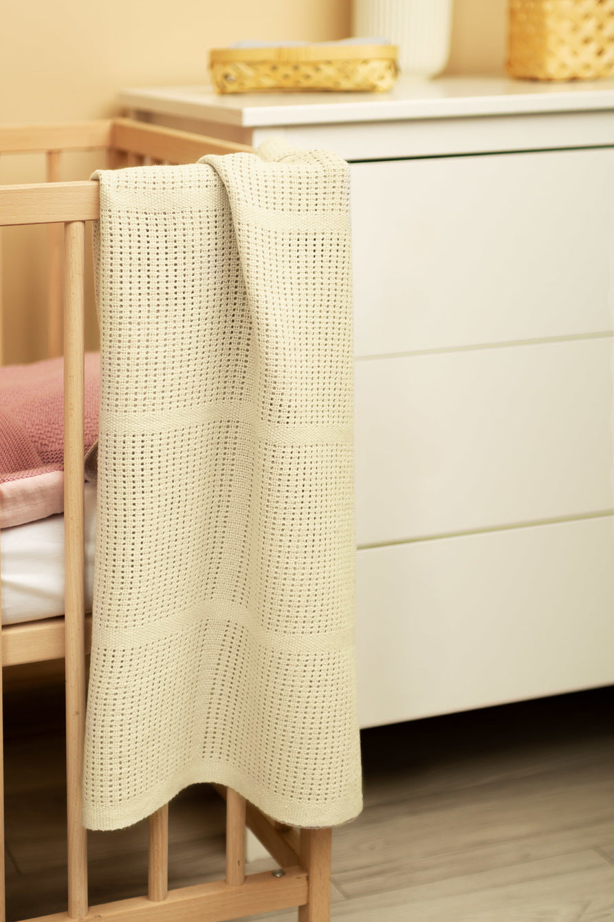 Sensillo Baby Openwork Cellular Blanket 110x70 cm - Cream