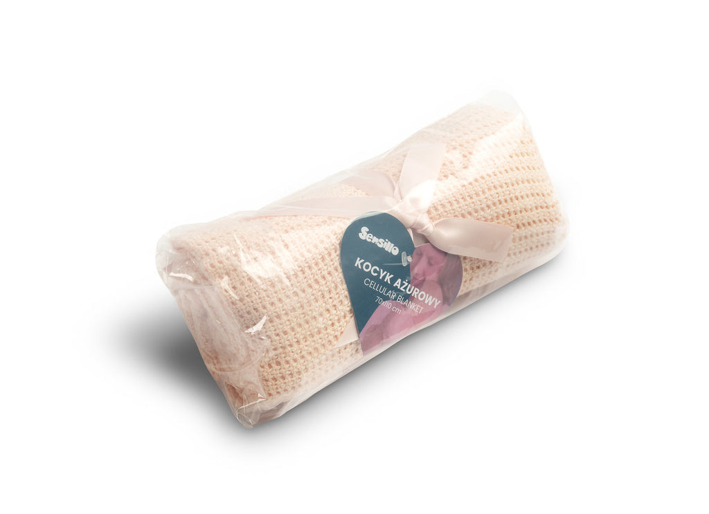 Sensillo Baby Openwork Cellular Blanket 110x70 cm -  Pink