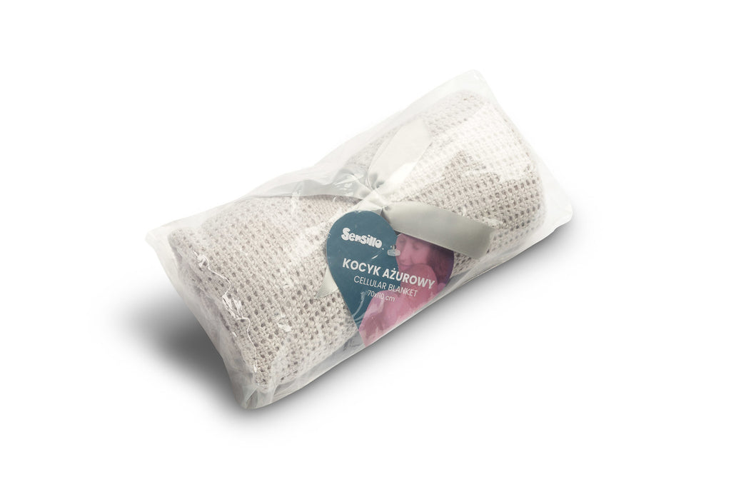 Sensillo Baby Openwork Cellular Blanket 110x70 cm -  Grey