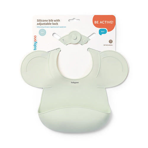 Babyono Silicone Bib With Pocket And Adjustment Lock 6m+ - Mint