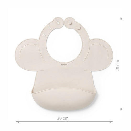 Babyono Silicone Bib With Pocket And Adjustment Lock 6m+ - Beige
