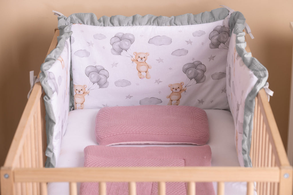 Sensillo Muslin Cot Bumper - Teddy - Baby Essentials