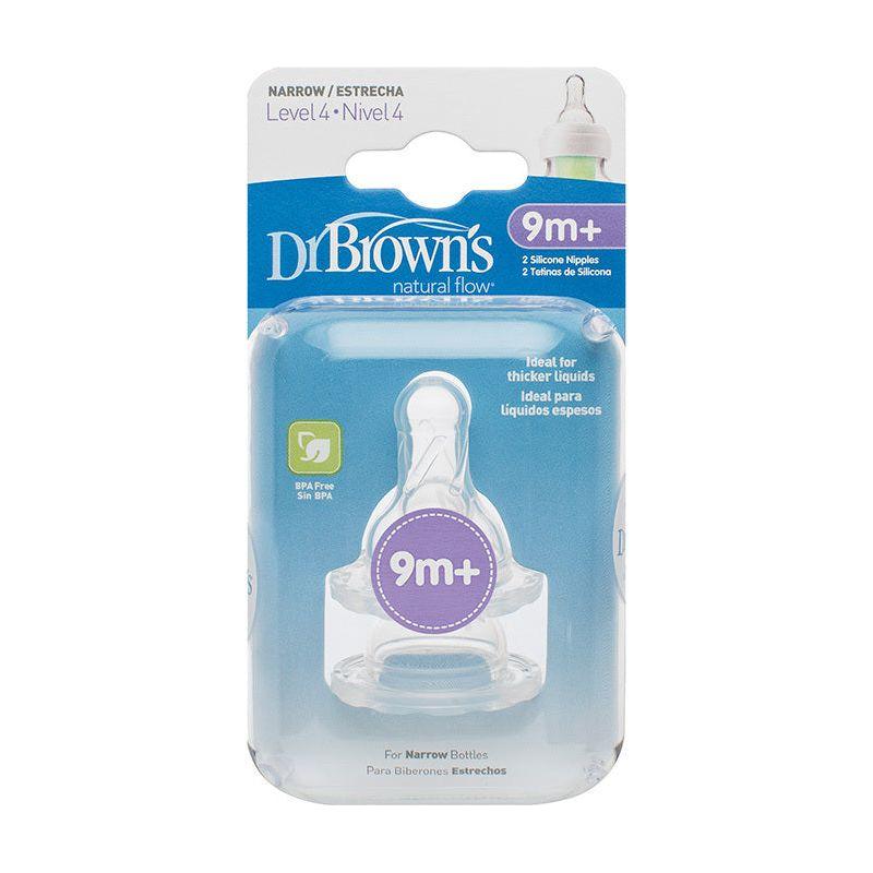 Dr. Brown’s Narrow-Neck Level 4 Natural Flow Teats 9M+ 2 Pack (BPA-Free) - Baby Essentials