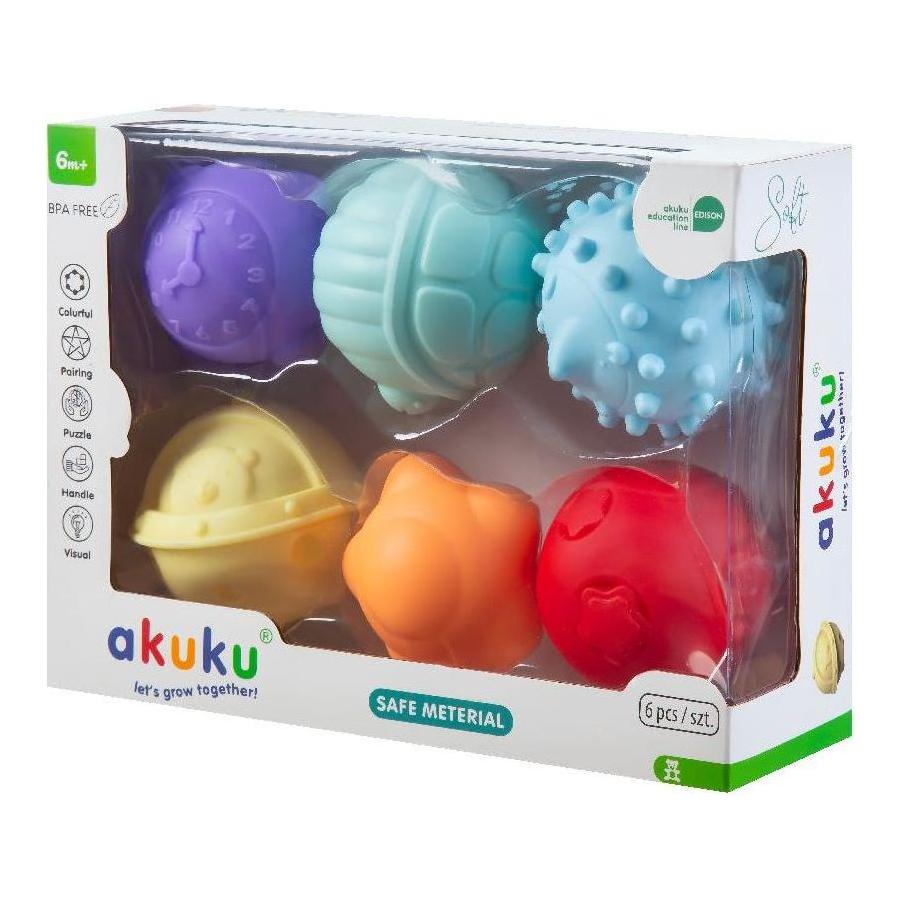 Akuku Soft Sensory Balls Set 6 pcs 6m+