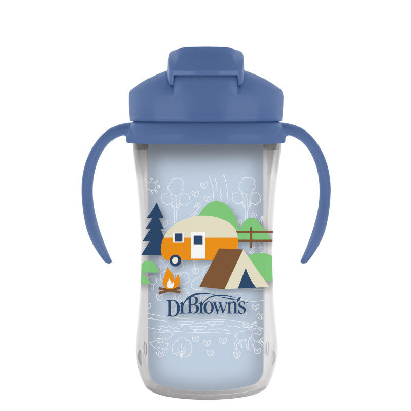 Dr. Brown’s Insulated Sippy Straw Cup with Handles 300 ml – 12m+ - Blue