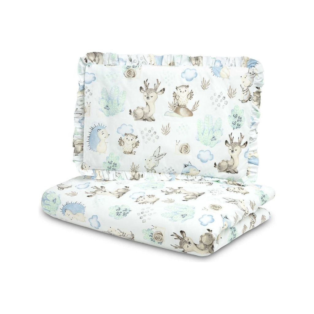 Sensillo Toddler Duvet Cover and Pillowcase Set 140x70 cm - Blue Animals