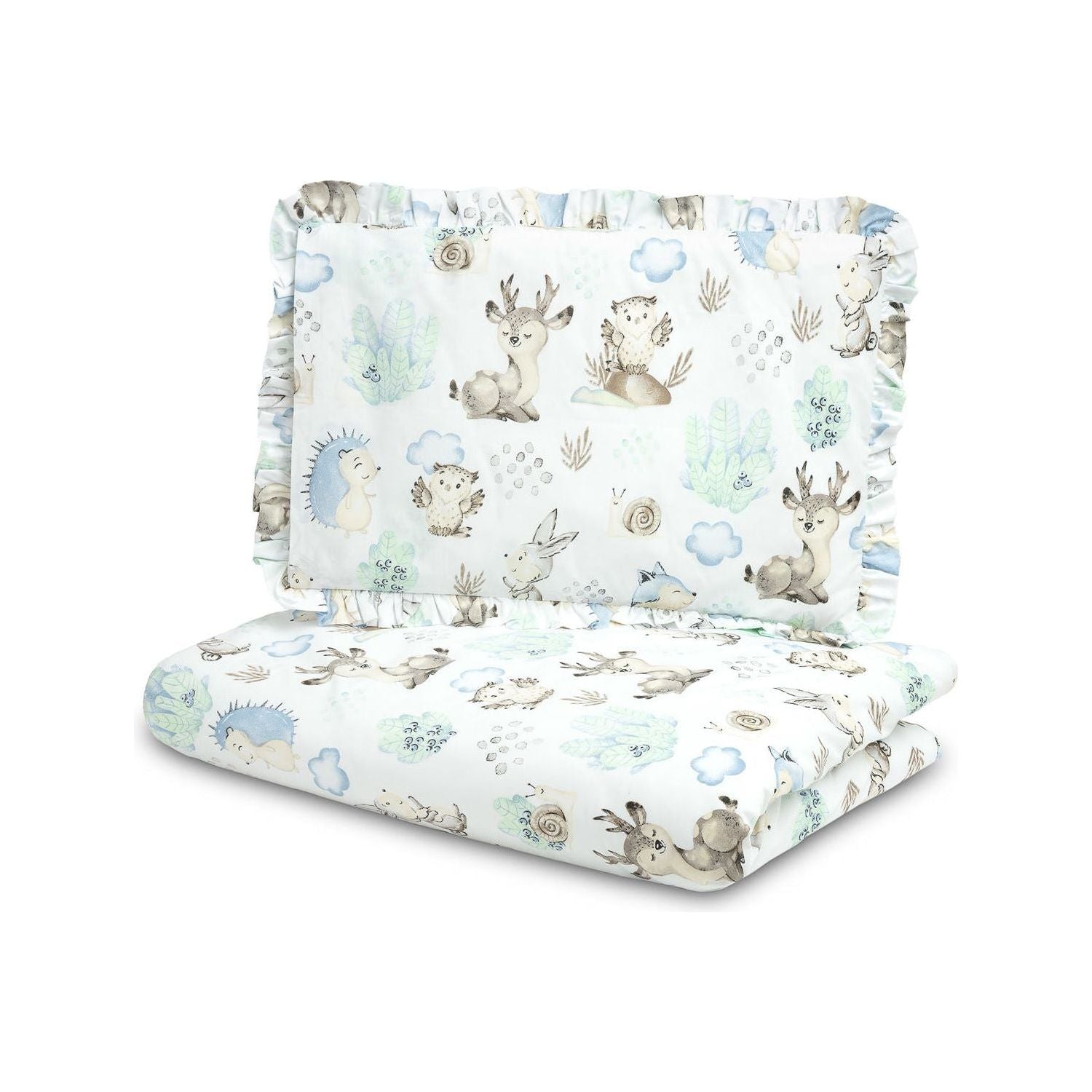 Sensillo Toddler Duvet Cover and Pillowcase Set 140x70 cm - Blue Animals