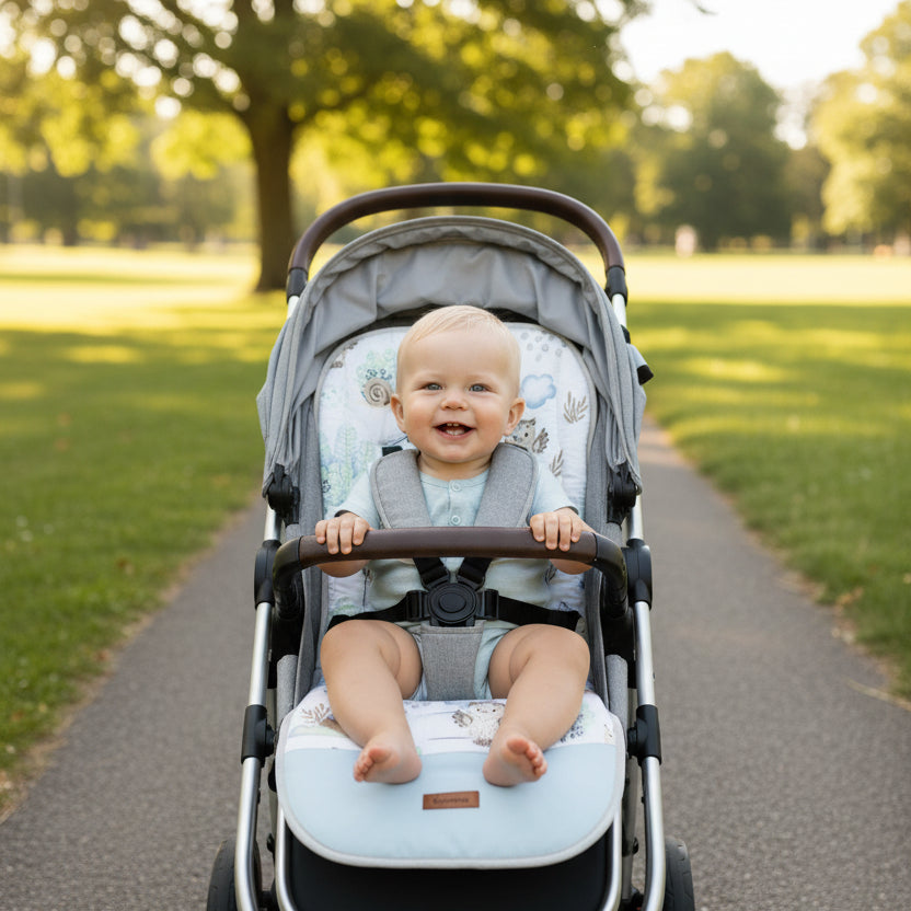 Sensillo Velvet Stroller Liner - Blue Animals