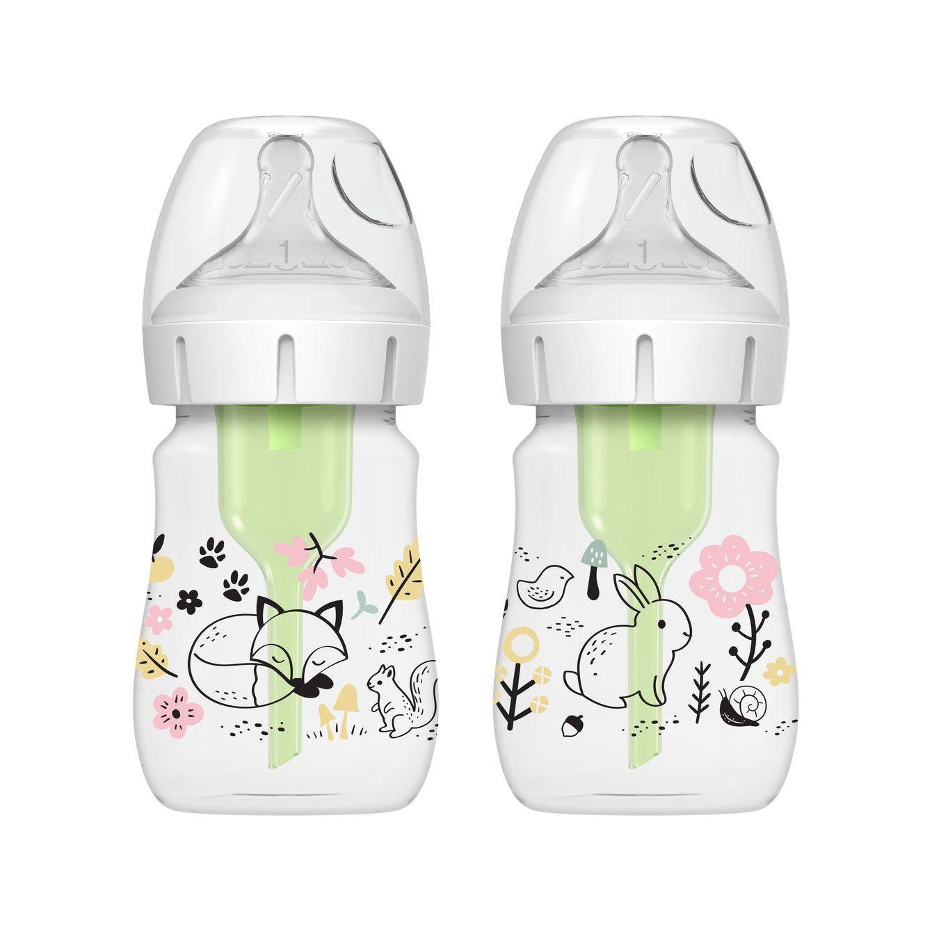 Dr. Brown’s Natural Flow Options+ Wide-Neck Baby Bottles 150 ml – 2 Pack – 0m+ - Forest - Baby Essentials