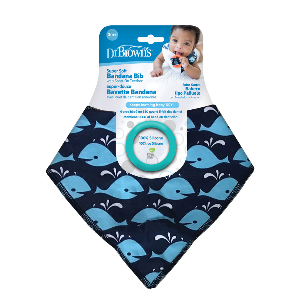 Dr Brown's Teething Bandana Bib 3m+ - Whales