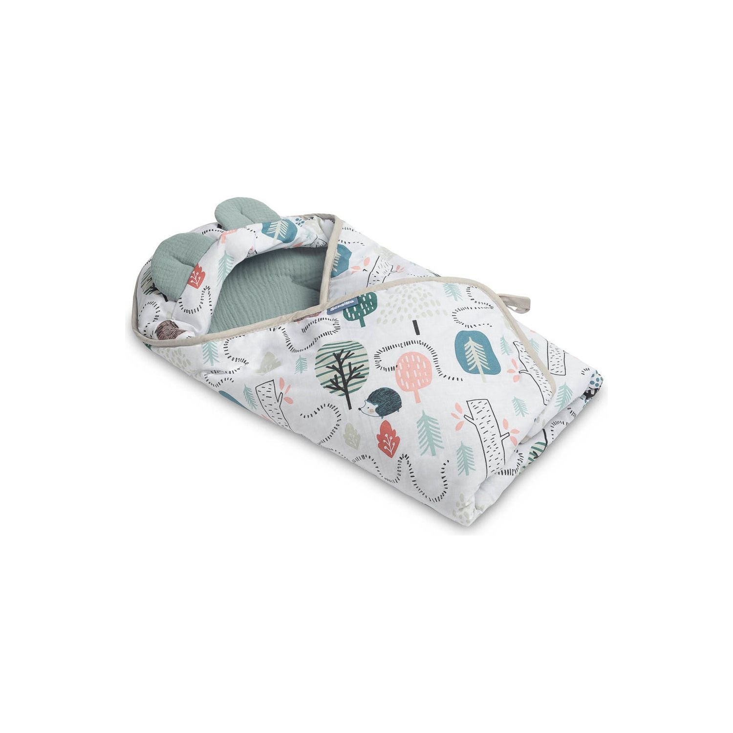 Sensillo Muslin Car Seat Swaddle - Green Hedgehogs