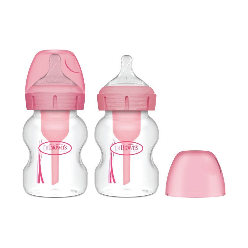 Dr Brown's Wide-Neck Anti-Colic Bottle Options+ 150ml 2-Pack - Pink