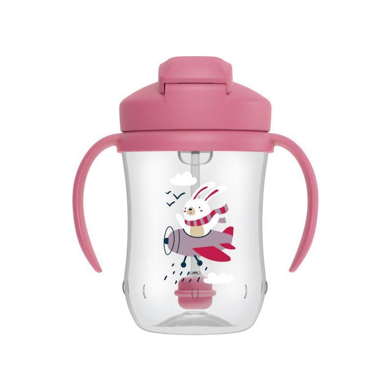 Dr. Brown’s First Straw Cup with Weighted Straw – 270 ml – 6m+ Pink Rabbit - Baby Essentials