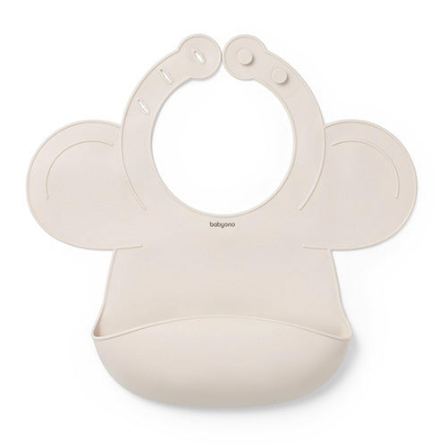Babyono Silicone Bib With Pocket And Adjustment Lock 6m+ - Beige