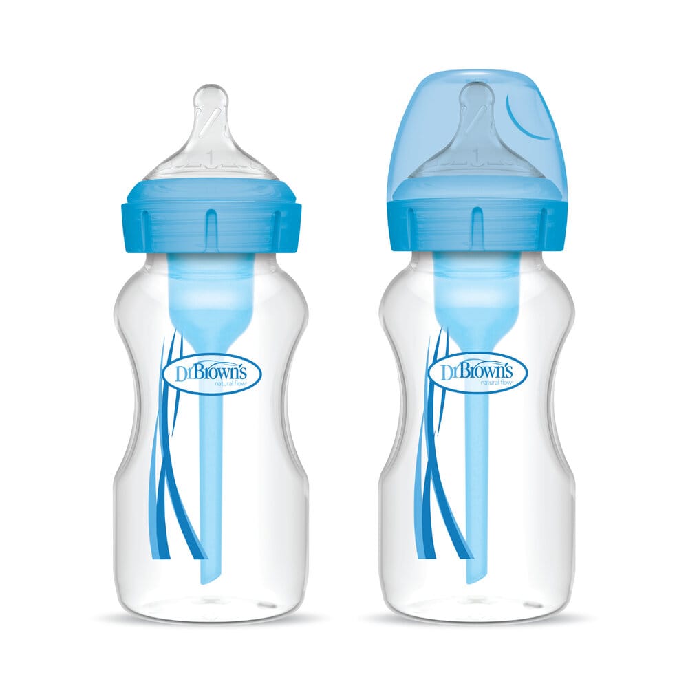 Dr. Brown’s Natural Flow Options+ Wide-Neck Baby Bottles 270 ml 2 Pack 0m+ - Blue
